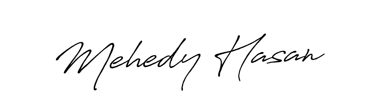 Create a beautiful signature design for name Mehedy Hasan. With this signature (Antro_Vectra_Bolder) fonts, you can make a handwritten signature for free. Mehedy Hasan signature style 7 images and pictures png