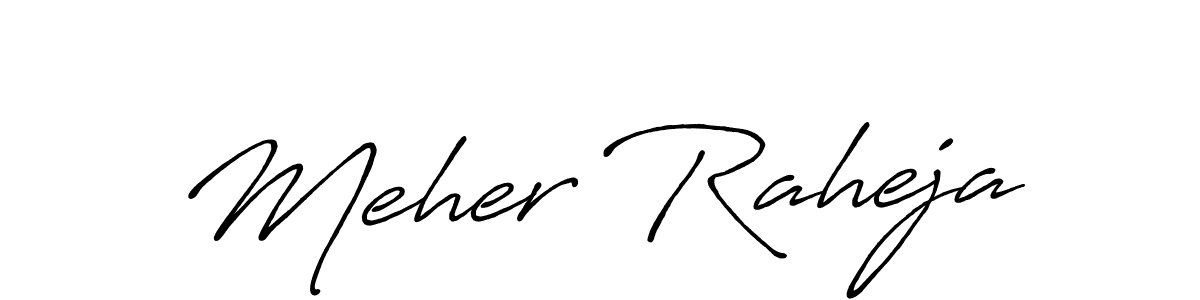 Make a beautiful signature design for name Meher Raheja. With this signature (Antro_Vectra_Bolder) style, you can create a handwritten signature for free. Meher Raheja signature style 7 images and pictures png