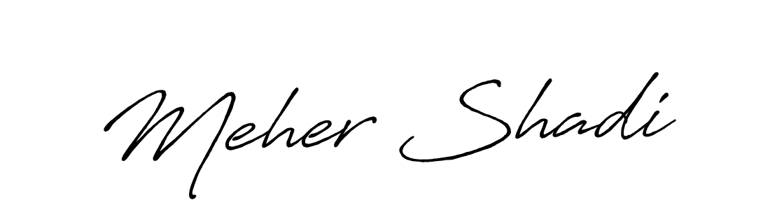 Also we have Meher Shadi name is the best signature style. Create professional handwritten signature collection using Antro_Vectra_Bolder autograph style. Meher Shadi signature style 7 images and pictures png