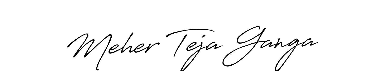 Create a beautiful signature design for name Meher Teja Ganga. With this signature (Antro_Vectra_Bolder) fonts, you can make a handwritten signature for free. Meher Teja Ganga signature style 7 images and pictures png
