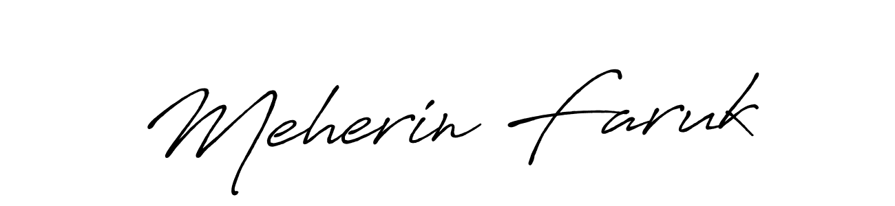 Meherin Faruk stylish signature style. Best Handwritten Sign (Antro_Vectra_Bolder) for my name. Handwritten Signature Collection Ideas for my name Meherin Faruk. Meherin Faruk signature style 7 images and pictures png