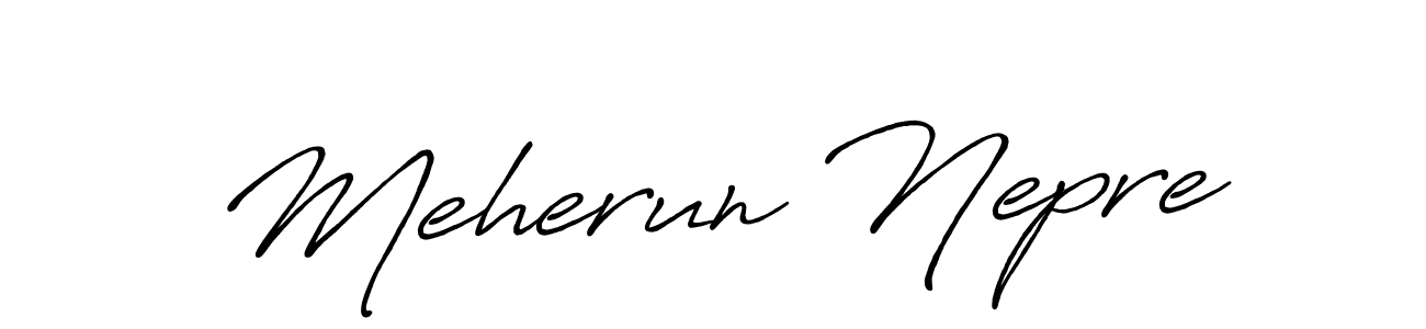 Similarly Antro_Vectra_Bolder is the best handwritten signature design. Signature creator online .You can use it as an online autograph creator for name Meherun Nepre. Meherun Nepre signature style 7 images and pictures png
