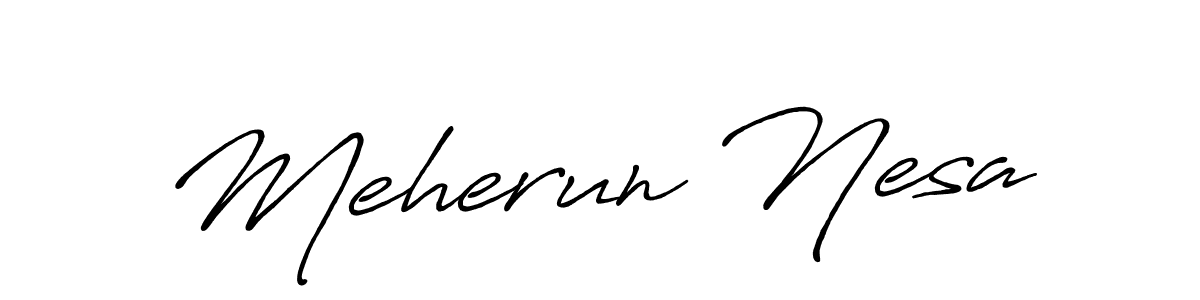 How to make Meherun Nesa name signature. Use Antro_Vectra_Bolder style for creating short signs online. This is the latest handwritten sign. Meherun Nesa signature style 7 images and pictures png