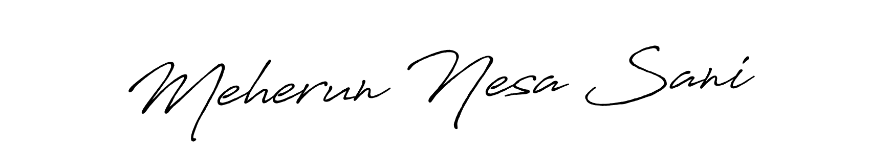 if you are searching for the best signature style for your name Meherun Nesa Sani. so please give up your signature search. here we have designed multiple signature styles  using Antro_Vectra_Bolder. Meherun Nesa Sani signature style 7 images and pictures png