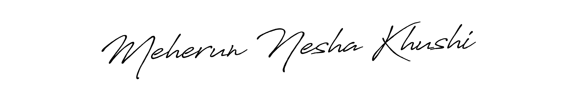 Similarly Antro_Vectra_Bolder is the best handwritten signature design. Signature creator online .You can use it as an online autograph creator for name Meherun Nesha Khushi. Meherun Nesha Khushi signature style 7 images and pictures png