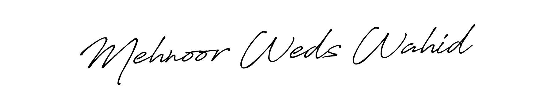 Antro_Vectra_Bolder is a professional signature style that is perfect for those who want to add a touch of class to their signature. It is also a great choice for those who want to make their signature more unique. Get Mehnoor Weds Wahid name to fancy signature for free. Mehnoor Weds Wahid signature style 7 images and pictures png