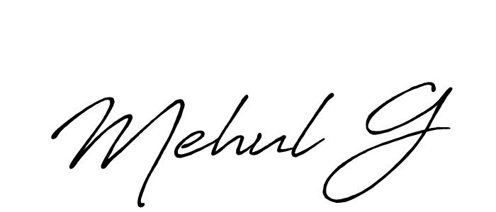 Use a signature maker to create a handwritten signature online. With this signature software, you can design (Antro_Vectra_Bolder) your own signature for name Mehul G. Mehul G signature style 7 images and pictures png