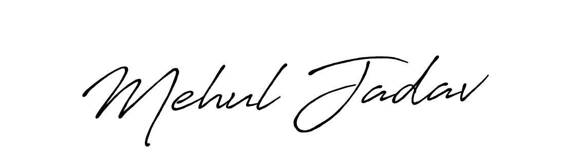 The best way (Antro_Vectra_Bolder) to make a short signature is to pick only two or three words in your name. The name Mehul Jadav include a total of six letters. For converting this name. Mehul Jadav signature style 7 images and pictures png