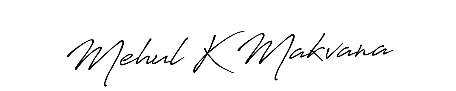 How to make Mehul K Makvana name signature. Use Antro_Vectra_Bolder style for creating short signs online. This is the latest handwritten sign. Mehul K Makvana signature style 7 images and pictures png