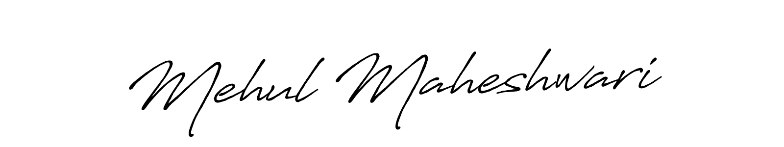 How to make Mehul Maheshwari name signature. Use Antro_Vectra_Bolder style for creating short signs online. This is the latest handwritten sign. Mehul Maheshwari signature style 7 images and pictures png