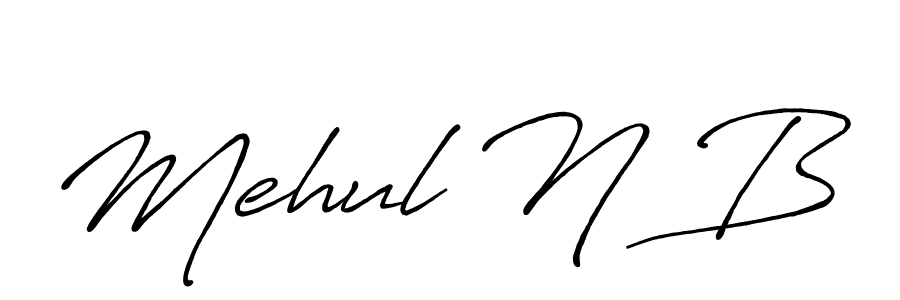 The best way (Antro_Vectra_Bolder) to make a short signature is to pick only two or three words in your name. The name Mehul N B include a total of six letters. For converting this name. Mehul N B signature style 7 images and pictures png