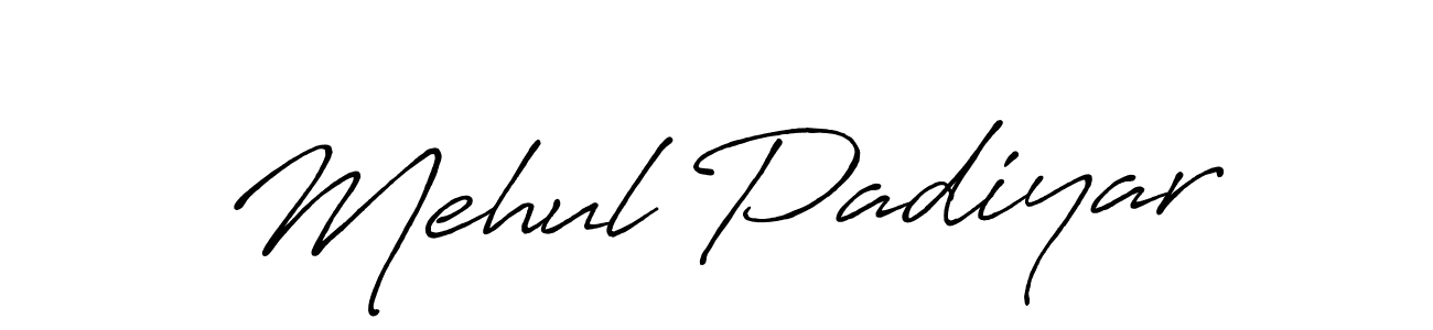 Use a signature maker to create a handwritten signature online. With this signature software, you can design (Antro_Vectra_Bolder) your own signature for name Mehul Padiyar. Mehul Padiyar signature style 7 images and pictures png