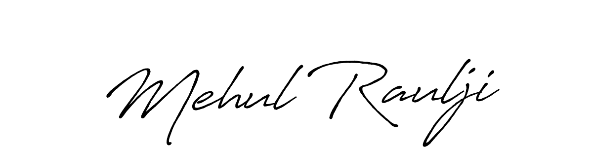 How to make Mehul Raulji name signature. Use Antro_Vectra_Bolder style for creating short signs online. This is the latest handwritten sign. Mehul Raulji signature style 7 images and pictures png