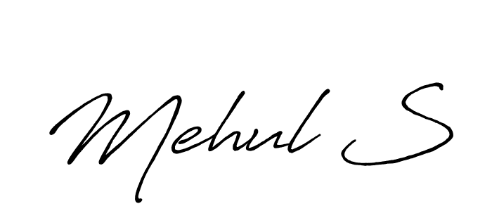 How to make Mehul S name signature. Use Antro_Vectra_Bolder style for creating short signs online. This is the latest handwritten sign. Mehul S signature style 7 images and pictures png