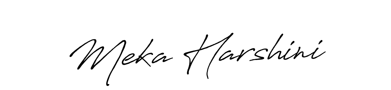 Use a signature maker to create a handwritten signature online. With this signature software, you can design (Antro_Vectra_Bolder) your own signature for name Meka Harshini. Meka Harshini signature style 7 images and pictures png