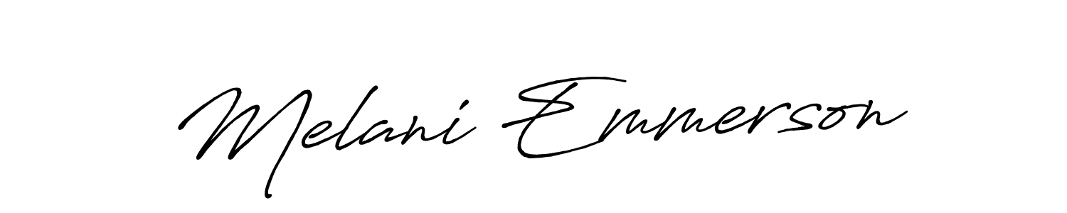 The best way (Antro_Vectra_Bolder) to make a short signature is to pick only two or three words in your name. The name Melani Emmerson include a total of six letters. For converting this name. Melani Emmerson signature style 7 images and pictures png