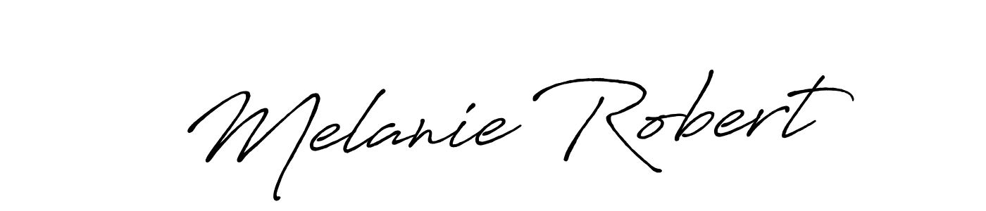 How to make Melanie Robert name signature. Use Antro_Vectra_Bolder style for creating short signs online. This is the latest handwritten sign. Melanie Robert signature style 7 images and pictures png