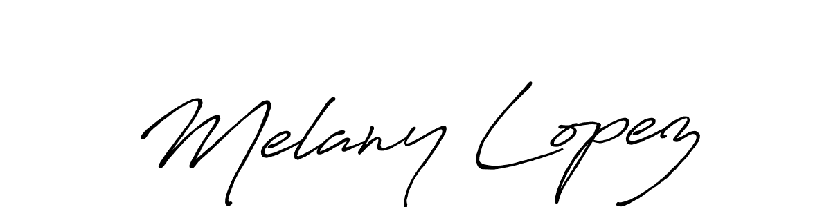 How to make Melany Lopez name signature. Use Antro_Vectra_Bolder style for creating short signs online. This is the latest handwritten sign. Melany Lopez signature style 7 images and pictures png