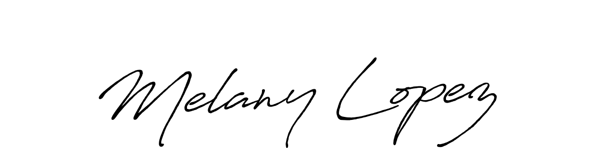 How to make Melany Lopez name signature. Use Antro_Vectra_Bolder style for creating short signs online. This is the latest handwritten sign. Melany Lopez signature style 7 images and pictures png