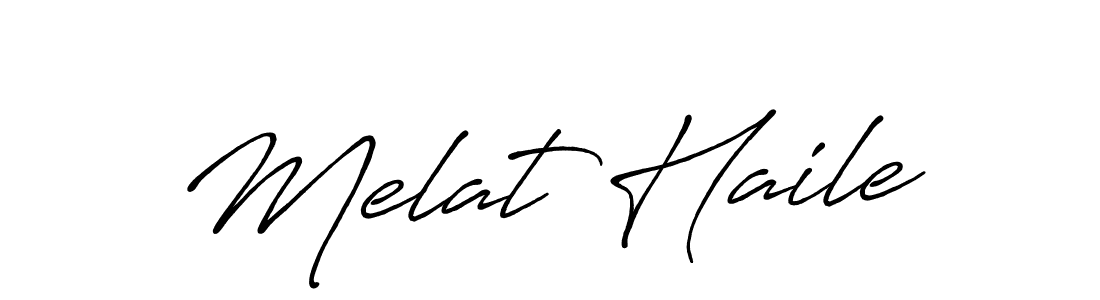 How to make Melat Haile name signature. Use Antro_Vectra_Bolder style for creating short signs online. This is the latest handwritten sign. Melat Haile signature style 7 images and pictures png