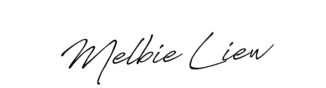 Create a beautiful signature design for name Melbie Liew. With this signature (Antro_Vectra_Bolder) fonts, you can make a handwritten signature for free. Melbie Liew signature style 7 images and pictures png