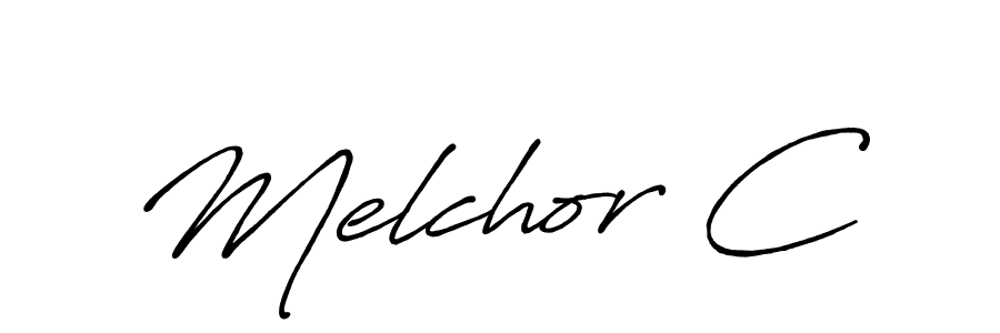 Make a beautiful signature design for name Melchor C. With this signature (Antro_Vectra_Bolder) style, you can create a handwritten signature for free. Melchor C signature style 7 images and pictures png