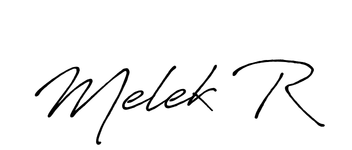 Melek R stylish signature style. Best Handwritten Sign (Antro_Vectra_Bolder) for my name. Handwritten Signature Collection Ideas for my name Melek R. Melek R signature style 7 images and pictures png