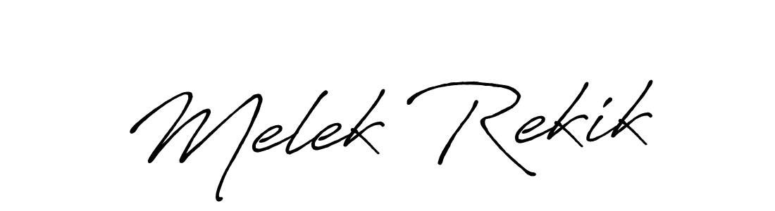 Create a beautiful signature design for name Melek Rekik. With this signature (Antro_Vectra_Bolder) fonts, you can make a handwritten signature for free. Melek Rekik signature style 7 images and pictures png