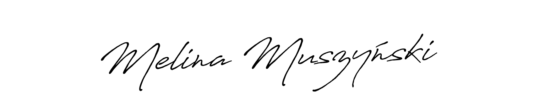 Melina Muszyński stylish signature style. Best Handwritten Sign (Antro_Vectra_Bolder) for my name. Handwritten Signature Collection Ideas for my name Melina Muszyński. Melina Muszyński signature style 7 images and pictures png