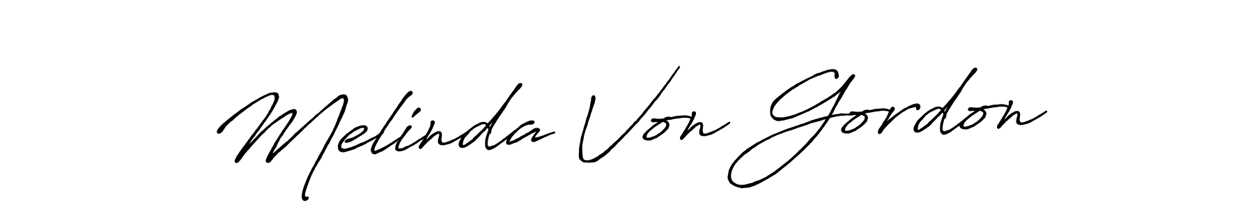 Melinda Von Gordon stylish signature style. Best Handwritten Sign (Antro_Vectra_Bolder) for my name. Handwritten Signature Collection Ideas for my name Melinda Von Gordon. Melinda Von Gordon signature style 7 images and pictures png