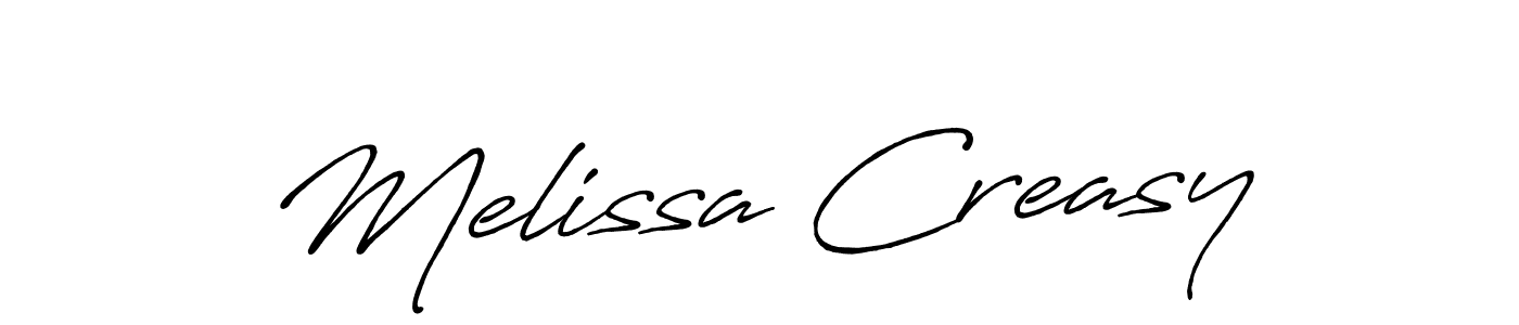 Make a beautiful signature design for name Melissa Creasy. With this signature (Antro_Vectra_Bolder) style, you can create a handwritten signature for free. Melissa Creasy signature style 7 images and pictures png
