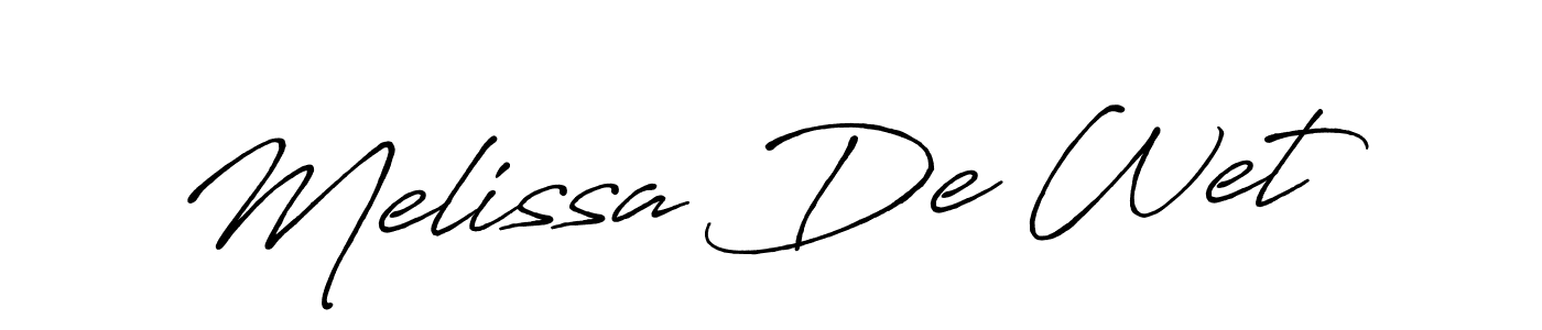 How to make Melissa De Wet name signature. Use Antro_Vectra_Bolder style for creating short signs online. This is the latest handwritten sign. Melissa De Wet signature style 7 images and pictures png