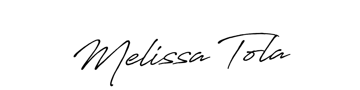 Antro_Vectra_Bolder is a professional signature style that is perfect for those who want to add a touch of class to their signature. It is also a great choice for those who want to make their signature more unique. Get Melissa Tola name to fancy signature for free. Melissa Tola signature style 7 images and pictures png