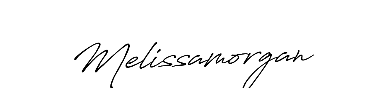 Make a beautiful signature design for name Melissamorgan. With this signature (Antro_Vectra_Bolder) style, you can create a handwritten signature for free. Melissamorgan signature style 7 images and pictures png