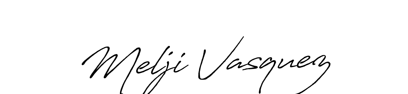 Design your own signature with our free online signature maker. With this signature software, you can create a handwritten (Antro_Vectra_Bolder) signature for name Melji Vasquez. Melji Vasquez signature style 7 images and pictures png