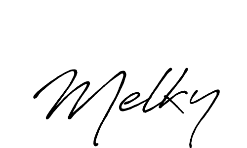 Melky stylish signature style. Best Handwritten Sign (Antro_Vectra_Bolder) for my name. Handwritten Signature Collection Ideas for my name Melky. Melky signature style 7 images and pictures png