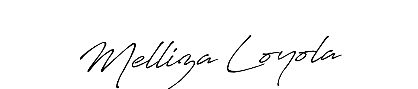 Create a beautiful signature design for name Melliza Loyola. With this signature (Antro_Vectra_Bolder) fonts, you can make a handwritten signature for free. Melliza Loyola signature style 7 images and pictures png