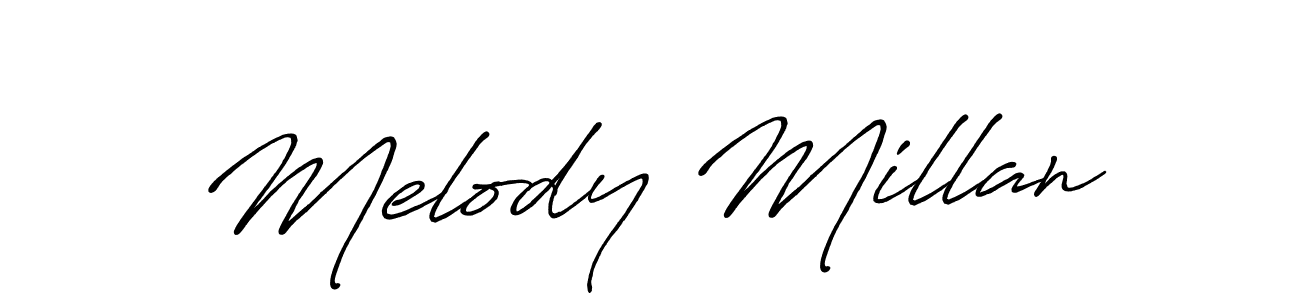 Create a beautiful signature design for name Melody Millan. With this signature (Antro_Vectra_Bolder) fonts, you can make a handwritten signature for free. Melody Millan signature style 7 images and pictures png