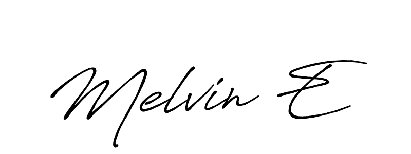 Create a beautiful signature design for name Melvin E. With this signature (Antro_Vectra_Bolder) fonts, you can make a handwritten signature for free. Melvin E signature style 7 images and pictures png