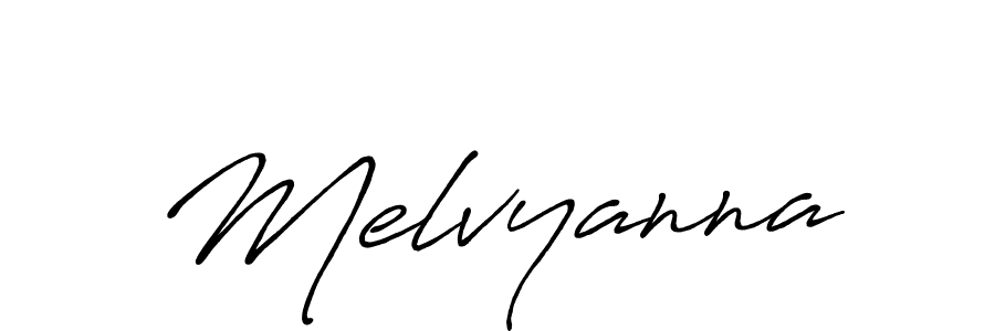 Melvyanna stylish signature style. Best Handwritten Sign (Antro_Vectra_Bolder) for my name. Handwritten Signature Collection Ideas for my name Melvyanna. Melvyanna signature style 7 images and pictures png