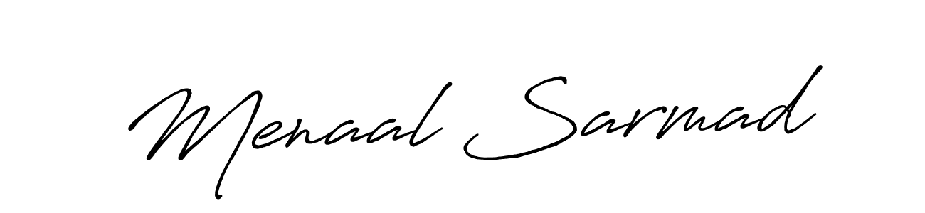 Make a beautiful signature design for name Menaal Sarmad. With this signature (Antro_Vectra_Bolder) style, you can create a handwritten signature for free. Menaal Sarmad signature style 7 images and pictures png