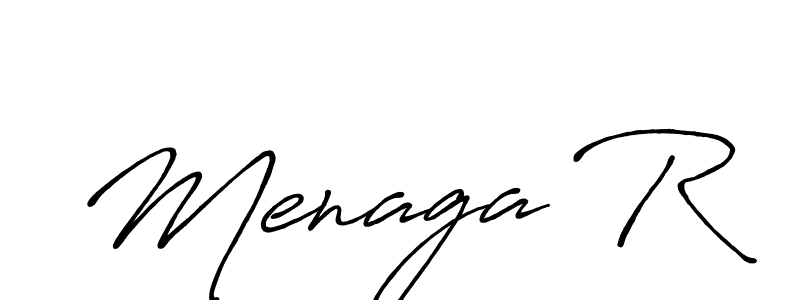 Make a beautiful signature design for name Menaga R. With this signature (Antro_Vectra_Bolder) style, you can create a handwritten signature for free. Menaga R signature style 7 images and pictures png