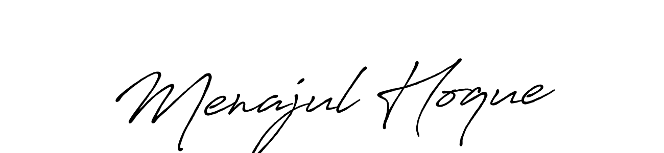 How to make Menajul Hoque signature? Antro_Vectra_Bolder is a professional autograph style. Create handwritten signature for Menajul Hoque name. Menajul Hoque signature style 7 images and pictures png