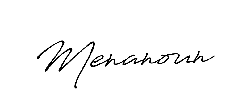 Use a signature maker to create a handwritten signature online. With this signature software, you can design (Antro_Vectra_Bolder) your own signature for name Menanoun. Menanoun signature style 7 images and pictures png