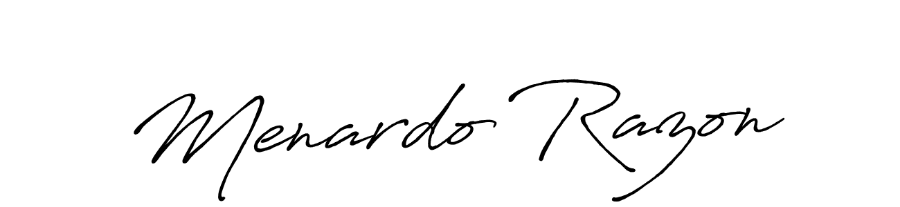 Make a beautiful signature design for name Menardo Razon. With this signature (Antro_Vectra_Bolder) style, you can create a handwritten signature for free. Menardo Razon signature style 7 images and pictures png