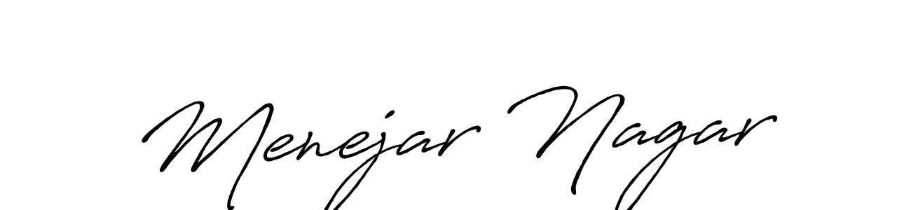 Also You can easily find your signature by using the search form. We will create Menejar Nagar name handwritten signature images for you free of cost using Antro_Vectra_Bolder sign style. Menejar Nagar signature style 7 images and pictures png