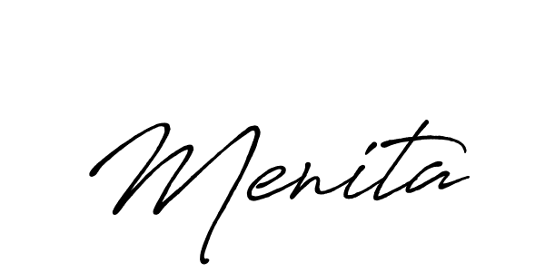 Menita stylish signature style. Best Handwritten Sign (Antro_Vectra_Bolder) for my name. Handwritten Signature Collection Ideas for my name Menita. Menita signature style 7 images and pictures png