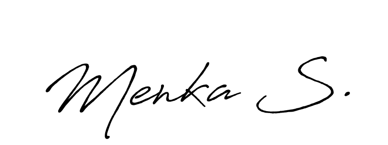 Similarly Antro_Vectra_Bolder is the best handwritten signature design. Signature creator online .You can use it as an online autograph creator for name Menka S.. Menka S. signature style 7 images and pictures png