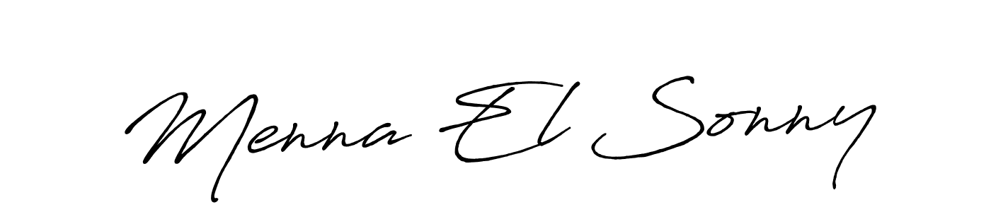 How to make Menna El Sonny name signature. Use Antro_Vectra_Bolder style for creating short signs online. This is the latest handwritten sign. Menna El Sonny signature style 7 images and pictures png