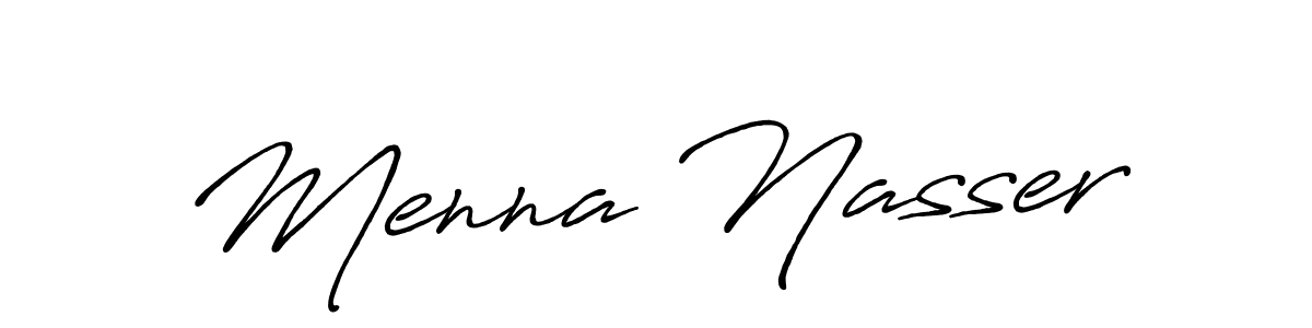 How to make Menna Nasser name signature. Use Antro_Vectra_Bolder style for creating short signs online. This is the latest handwritten sign. Menna Nasser signature style 7 images and pictures png